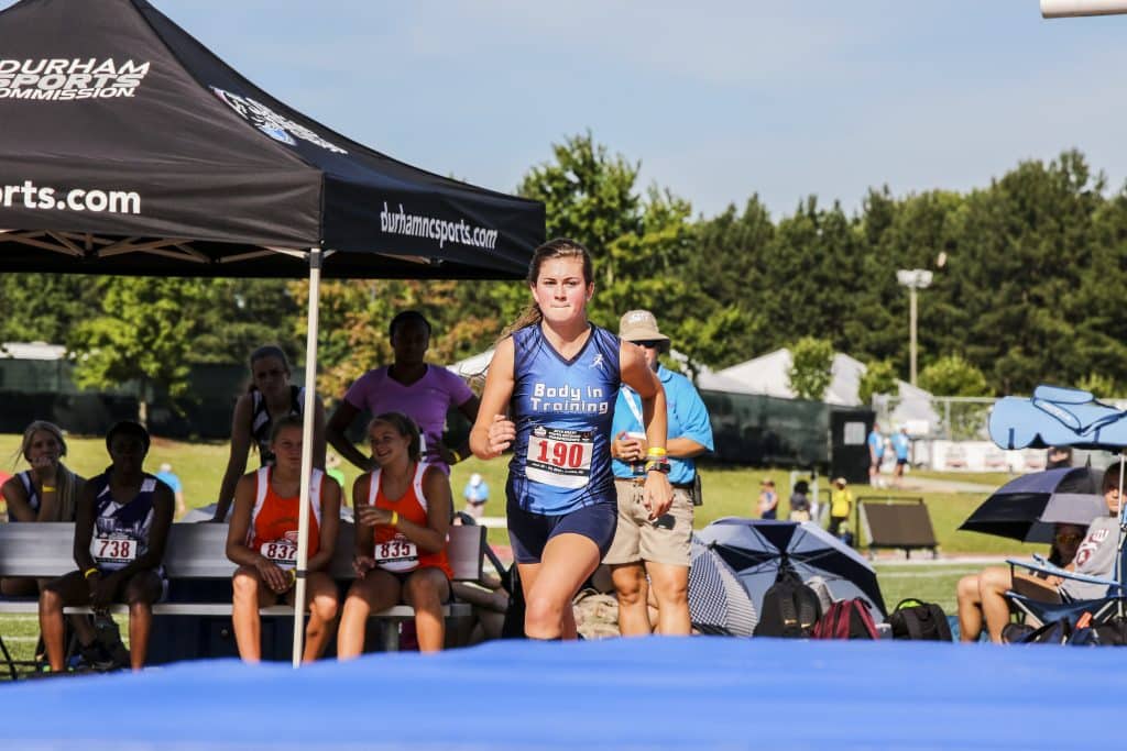 Runner preparing to jump at USA Track and Field