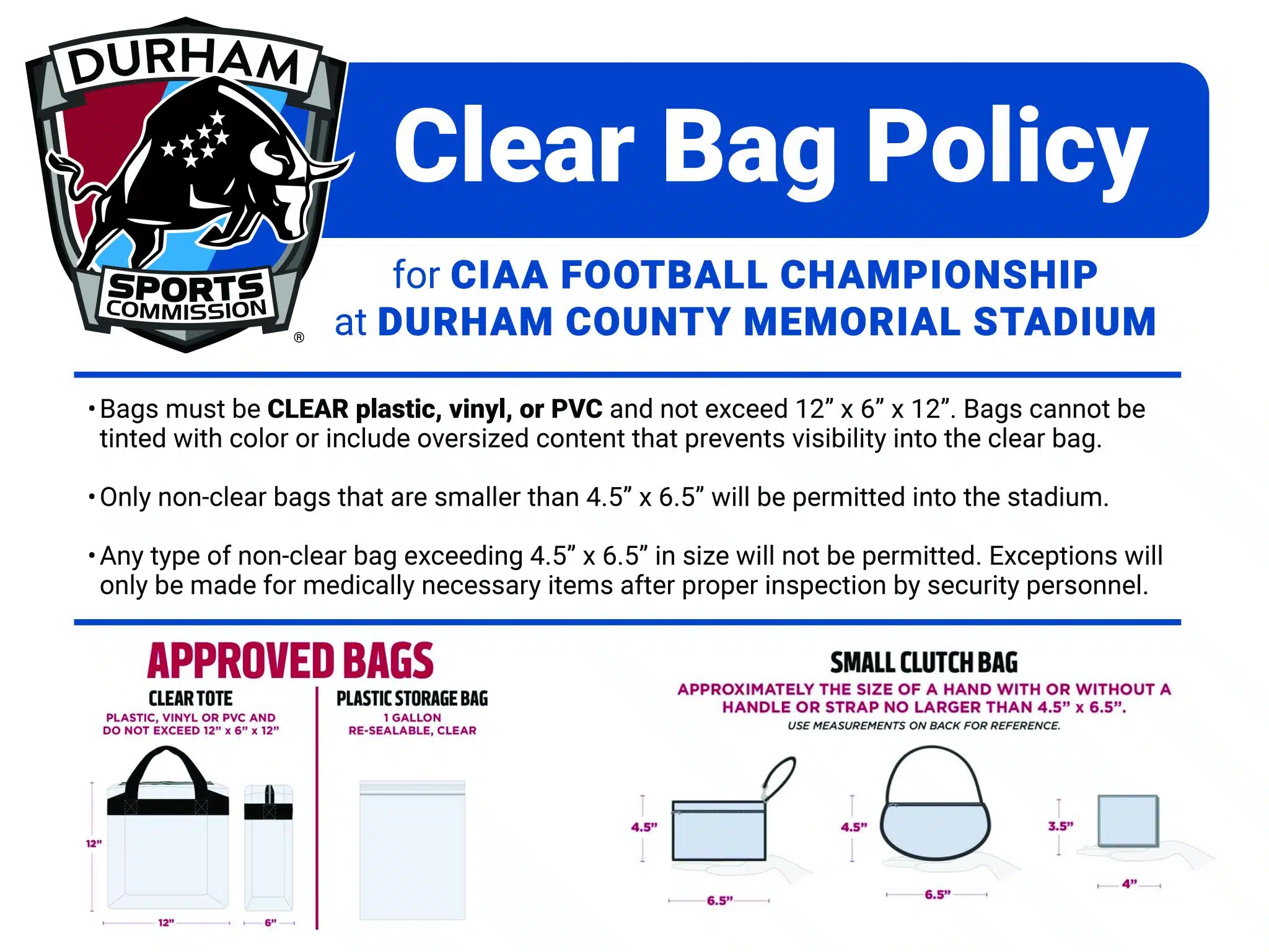 Durham Bulls Clear Bag Policy